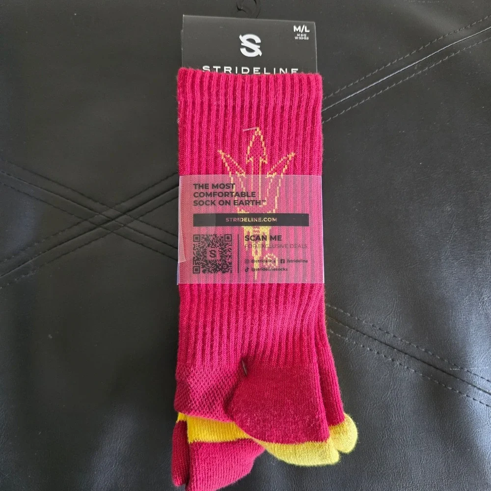 Strideline ASU Sundevils Socks Size Medium/Large 2 pair New Arizona State